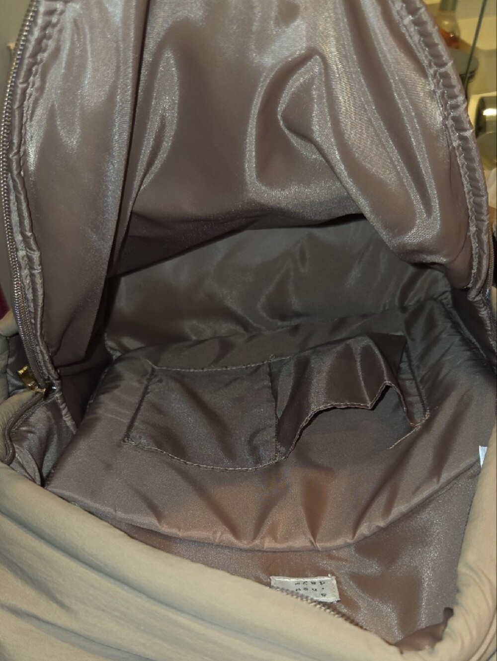 Beige Puffer Backpack - Picture 2 of 4